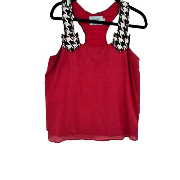 Judith March Houndstooth Crimson Tiered Lined Top University of Alabama Large - Picture 3 of 12